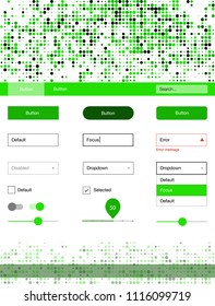 Light Green vector web ui kit with spheres. Simple Material Design Kit with colorful dots in header. Simple colorful design for websites.