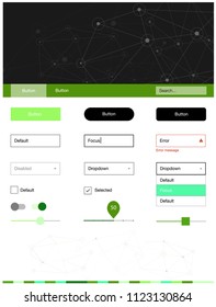 Light Green vector web ui kit in polygonal style with circles. Simple Material Design Kit with colorful triangles, circles. This sample is for your landing page.