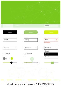 Light Green vector web ui kit in polygonal style with circles. Simple Material Design Kit with colorful triangles, circles. This sample is for your landing page.