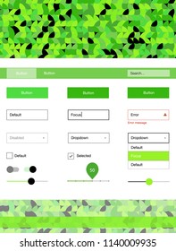 Light Green vector web ui kit with spheres. Colorful ui/ux kit with header consisted of spheres. This template you can use for websites.