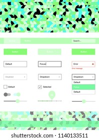 Light Green vector web ui kit with spheres. Modern Style guide with colorful gradient circles in its header. This sample is for your website.
