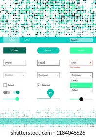 Light Green vector web ui kit with spheres. Web ui kit with abstract gradient circles in its header. Simple colorful design for websites.