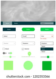 Light Green vector web ui kit with nebula stars. Beautiful ui ux kit with colorful sky in its header. This template you can use for websites.