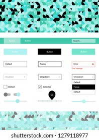 Light Green vector web ui kit with spheres. Web ui kit with abstract gradient circles in its header. This template you can use for websites.