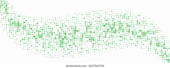 Hellgrünes, grünes, weißes Vektorbanner mit einer Reihe von Kreisen, Punkten. Donuts Hintergrund. Vorlage für kreatives Design. Technologische Rastergrafik.