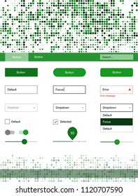 Light Green vector wireframe kit with dots. Simple Material Design Kit with colorful dots in header. This template you can use for websites.
