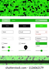 Light Green vector wireframe kit with dots. Modern Style guide with colorful gradient circles in its header. This template you can use for websites.