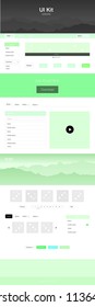 Light Green vector wireframe kit with nature. Colorful Style guide with mountains on abstract background. Simple colorful design for tourist websites.