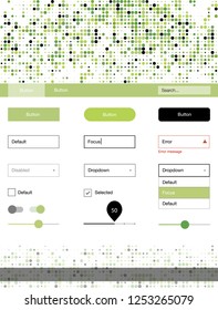 Light Green vector wireframe kit with dots. Beautiful ui ux kit with colorful dots in its header. This sample is for your landing page.