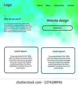 Light Green vector wireframe kit with galaxy stars. Simple Material Design Kit with colorful clouds in header. This sample is for your landing page.