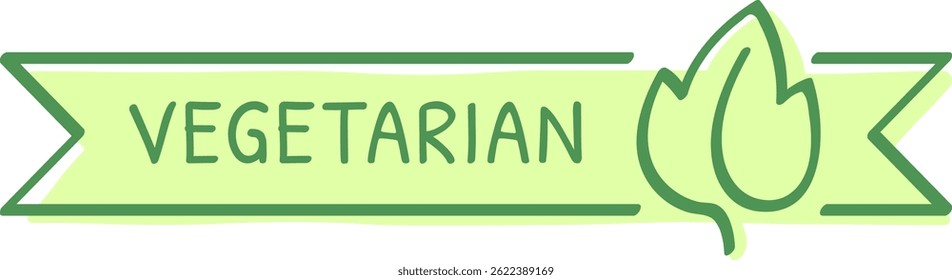 Light green vegetarian banner with stylized leaf symbol promoting healthy lifestyle and eco friendly food choices, ideal for restaurant menus, product packaging, or marketing campaigns