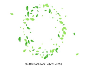 Light Green Vegetation Background White Vector. Leaf Element Design. Watercolor Texture. Greenish Realistic Card. Greenery Bio.
