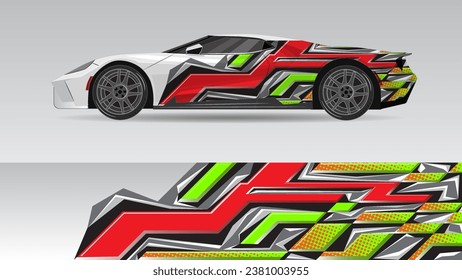 Light green Vehicle sticker stripes. Racing car signature strips. Sport car background wallpaper with halftone effects