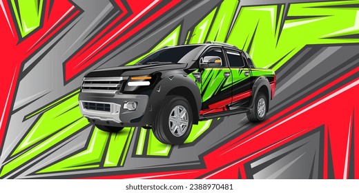 Light green Vehicle sticker stripes. Racing car signature strips. Object mock up.