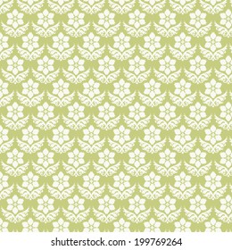 Light green vintage bloom pattern on pastel background. Retro and classic blossom pattern style for old or sweet design