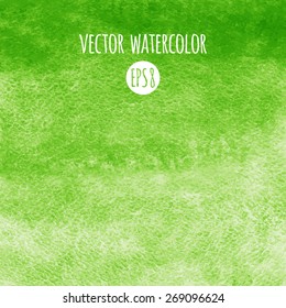 Light green watercolor vector background. Gradient fill. Hand drawn texture.