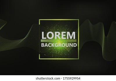 Hellgrüne Welle auf dunklem Hintergrund mit Glanz.Nachahmung einer Schallwelle.Vektorgrafik.