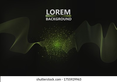 Hellgrüne Welle auf dunklem Hintergrund mit Glanz.Nachahmung einer Schallwelle.Vektorgrafik.
