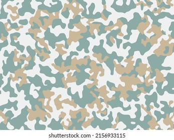 Light Green And White Camouflage Seamless Pattern. Modern Military Two Color Camo Texture. Stock Vector Illustration