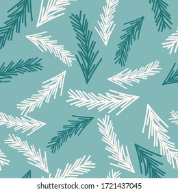 Light green with white and dark green branches seamless pattern background design.