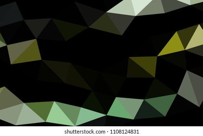 Light Green, Yellow, Black vector blurry hexagon blurry triangle. Shining illustration, which consist of triangles. Brand new style for your business design.