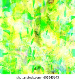 Light green and yellow  seamless texture for fabric, wrapping. watercolor effect
