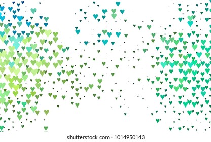 Light Green, Yellow vector abstract lovely pattern with Hearts on white background. Happy Valentine's Day Greeting Card with small hearts. Stock template for your romantic ad, leaflet, banner.