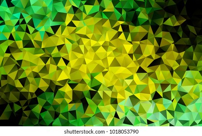 Light Green, Yellow vector abstract mosaic pattern. Triangular geometric sample with gradient.  Triangular pattern for your business design.