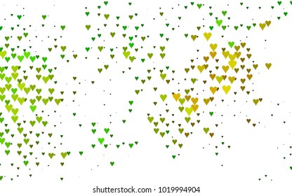 Light Green, Yellow vector abstract small hearts on white background. Template for valentine day with sweet, romantic concept. Amazing pattern for your design, banner, leaflet.