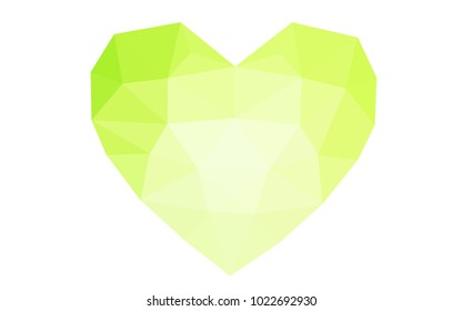 Light Green, Yellow vector abstract glitter heart shape on white background in love concept for valentine's day with sweet and romantic moment. Polygonal design for your business.