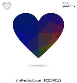 Light Green, Yellow vector abstract glitter heart shape on white background in love concept for valentine's day with sweet and romantic moment. Polygonal design for your business.