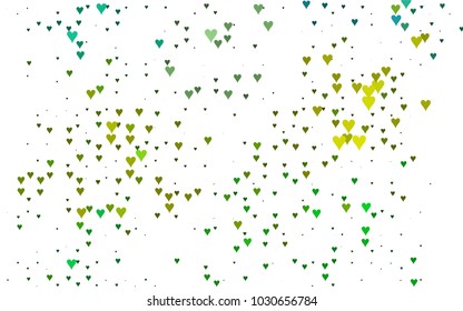 Light Green, Yellow vector abstract lovely pattern with Hearts on white background. Happy Valentine's Day Greeting Card with small hearts. Stock template for your romantic ad, leaflet, banner.