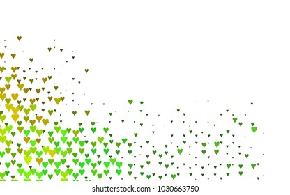 Light Green, Yellow vector abstract small hearts on white background. Template for valentine day with sweet, romantic concept. Amazing pattern for your design, banner, leaflet.