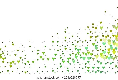 Light Green, Yellow vector abstract small hearts on white background. Template for valentine day with sweet, romantic concept. Amazing pattern for your design, banner, leaflet.
