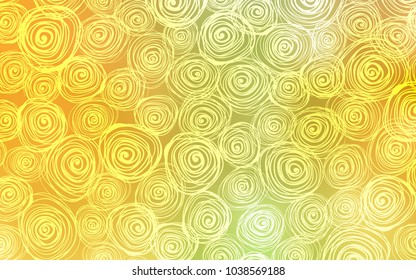 Light Green, Yellow vector abstract doodle pattern. Doodle illustration of roses in Origami style with gradient. Hand painted design for web, leaflet, textile.