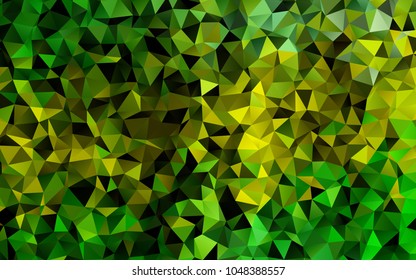 Light Green, Yellow vector abstract polygonal template. Shining illustration, which consist of triangles. The best triangular design for your business.