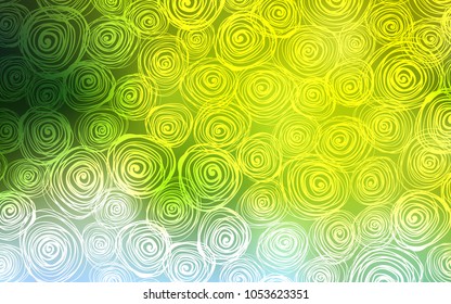 Light Green, Yellow vector abstract doodle template. A vague abstract illustration with roses in doodles style. The best blurred design for your business.