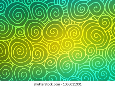 Light Green, Yellow vector abstract doodle template. Ethnic elegant natural pattern with gradient. The textured pattern can be used for website.