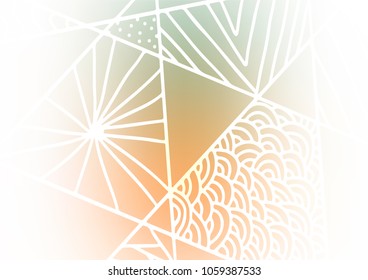 Light Green, Yellow vector abstract doodle pattern. Blurred decorative design in Indian style with Zen tangles. The doodle design can be used for your web site.