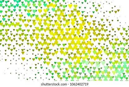 Light Green, Yellow vector abstract lovely pattern with Hearts on white background. Happy Valentine's Day Greeting Card with small hearts. Stock template for your romantic ad, leaflet, banner.