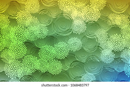Light Green, Yellow vector abstract doodle pattern. Blurred decorative design in Indian style with flowers. The best blurred design for your business.