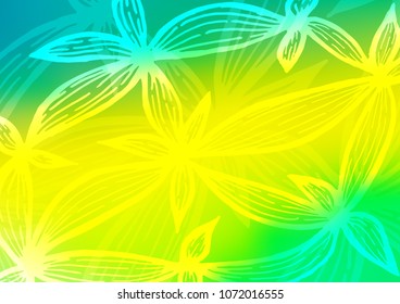 Light Green, Yellow vector abstract floral doodle template. Doodles on blurred abstract background with gradient. The best blurred design for your business.