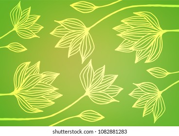 Light Green, Yellow vector abstract doodle background. Doodles on blurred abstract background with gradient. The completely new template can be used for your brand book.