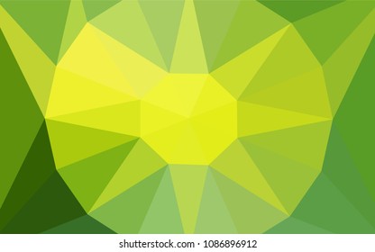 Light Green, Yellow vector abstract polygonal template with a gem in a centre. Polygonal illustration, which consists of triangles. Polygonal design for your web site.