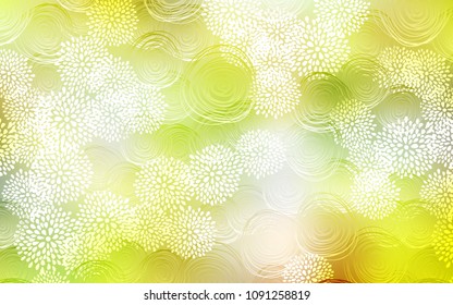 Light Green, Yellow vector abstract doodle background. flowers on elegant natural pattern with gradient. A completely new design for your business.