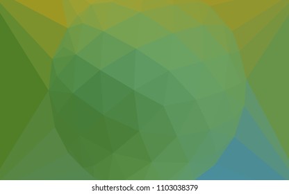 Light Green, Yellow vector abstract polygonal background with a gem in a centre. Triangular geometric sample with gradient.  Brand new design for your business.