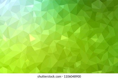 Light Green, Yellow vector abstract polygonal template. Triangular geometric sample with gradient.  Triangular pattern for your design.