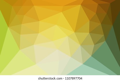Light Green, Yellow vector abstract polygonal template with a heart in a centre. Colorful abstract illustration with triangles. New template for your brand book.