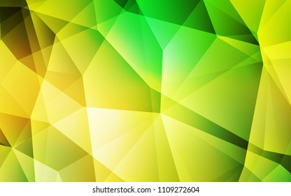 Light Green, Yellow vector abstract mosaic background. Geometric illustration in Origami style with gradient.  Triangular pattern for your design.