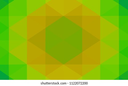 Light Green, Yellow vector abstract mosaic pattern. Geometric illustration in Origami style with gradient.  Brand-new style for your business design.